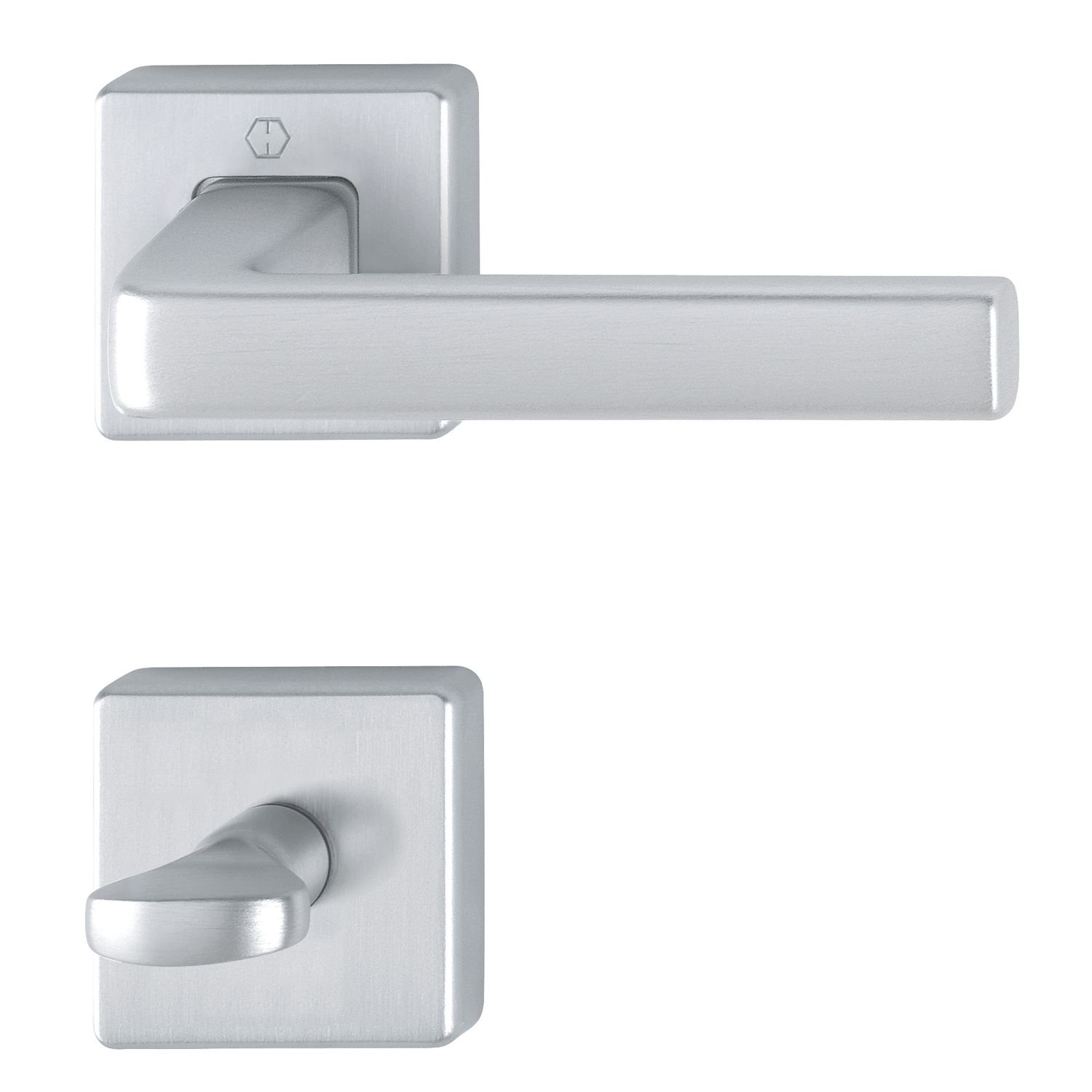 Dublin Handle Set on Rosette Square Toilet Chrome-Plated Aluminium Matt