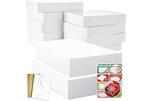 12 White Extra Large Gift Wrap Boxes Bulk with Lids, 12 Tissue paper and 80 Various Occasion Tag Stickers for Wrapping Oversi