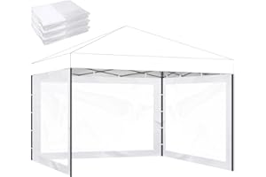 FLAGLY Instant Canopy Sidewalls for 10x10 Pop Up Canopy Tent, 300D Waterproof Material for Outdoor Events, Vendor Booths, and Privacy (Sidewalls Only, Canopy Not Included) (White, 10x10ft-clear Window)