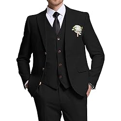 High-End Suits Retro Suits for Men Linen Black 3