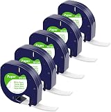 MarkField 12mm x 4m White Paper Label Tapes for Dymo LetraTag 5 Pack view 1