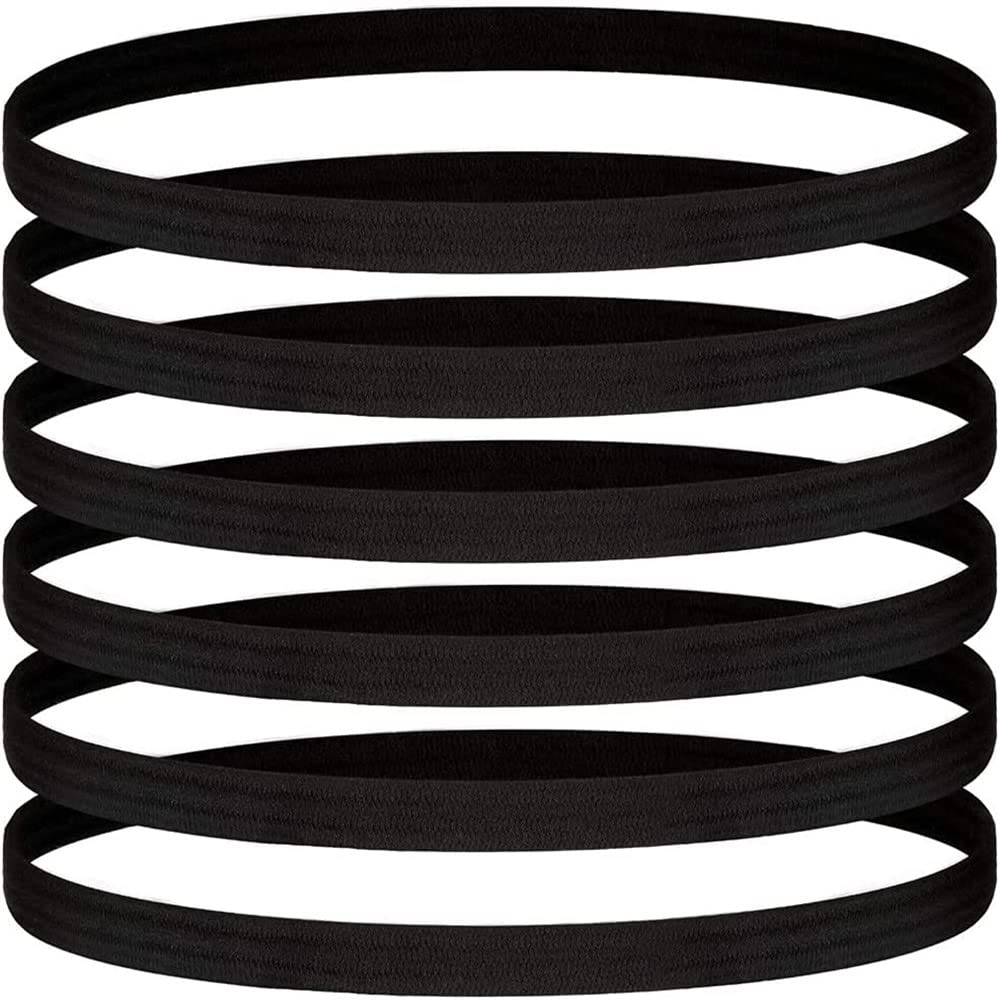 KOMUNJ 6 Pieces Non-Slip Elastic Sport Headbands, Elastic Silicone Grip Exercise Hair and Sweatbands for Yoga for Women and Men