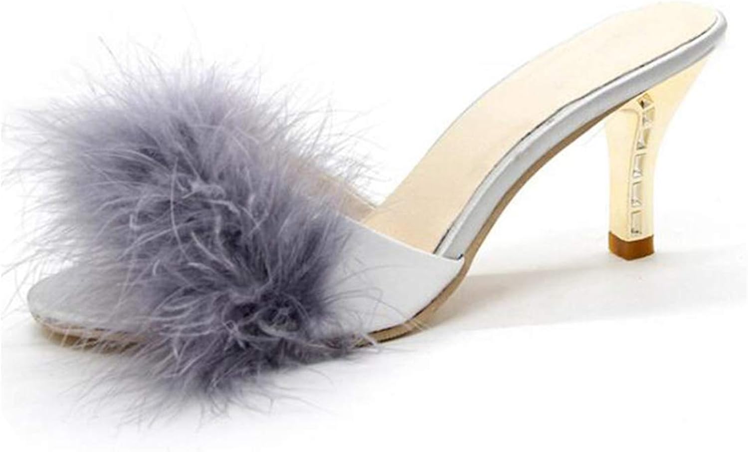 feather slippers heels