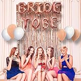 A3 DIRECT Bachelorette Party Decorations Supplies Set - 16" Rose Gold Bride to Be Balloons Decor, Foil Fringe Curtain & 6 Piece Latex Balloons for Bridal Showers, Engagement Parties and Weddings