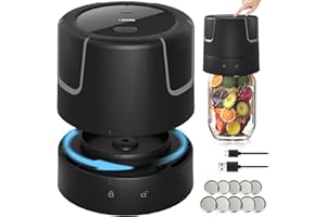 KONATLY Electric Mason Jar Vacuum Sealer - 85kPa Strong Suction Vacuum Sealing Machine with Regular and Wide Mouth Mason Jar Lids - Silent Rechargeable Portable Vacuum Sealer for Food Storage or Fermentation