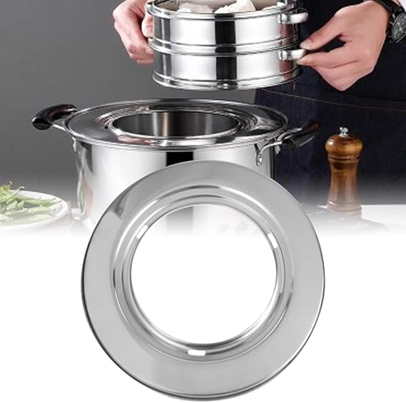 Bamboo Steamer Basket Ring, Stainless Steel Steaming Basket Adapter, Bamboo Steamer Ring