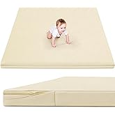ILPEOD Waterproof Baby Play Mat for Floor 1.3"Thick Memory Foam 50*50 Cushion Playpen Playmat Tummy Time Crawling Mat Nursery Rug Pad Mattress Create Soft & Safe Area for Infants,Toddler,Kids,Beige