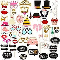 LeeSky 60Pcs Wedding Photo Booth Props Kit,Wedding Bachelorette Engagement Birthday Bridal Shower Holiday Christmas Party Decorations