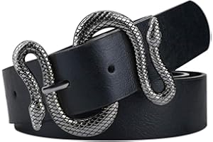 Taffeta Alley Belts for Women,Women Fashion Leather Belt for Dress with Snake Buckle