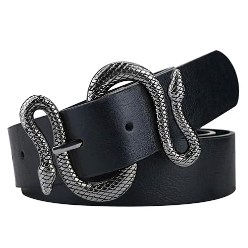 taffeta alley Black Belts for Women, Black Waist Belt PU Leather
