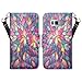 Galaxy Wireless Compatible for Samsung Galaxy S8 Wallet Case, Wrist Strap Flip Folio [Kickstand Feature] Pu Leather Wallet Case with ID&Credit Card Slot for Galaxy S8 - Rainbow Flower