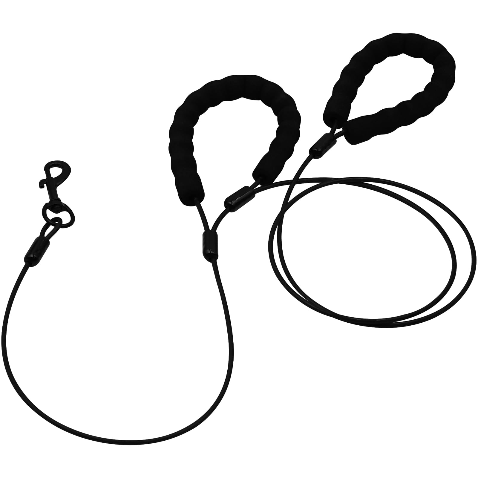 SUNDEE 1.8m Rope Dog Lead with 2 Comfortable Padded Handles for Large and Medium Pets, Strong Chew Proof Leash for Training Control or Walking,Heavy Duty Steel with Retractable Buckle-Black