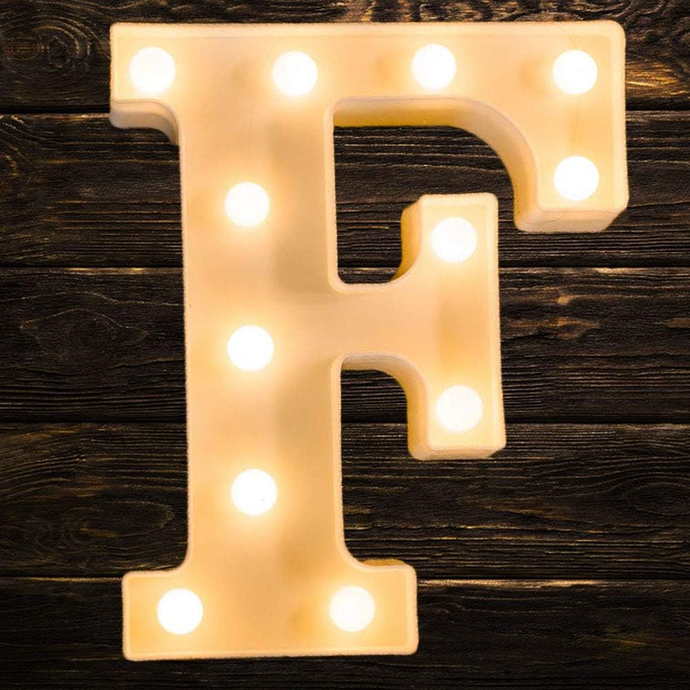 Vimlits Letters LED Light Sign Alphabet A-Z Plastic Marquee Lamp, Battery Operated Lighting up Words, Birthday Wedding Party Wall Hanging Decor-F