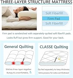 EMOOR Foldable Japanese Futon Mattress Topper