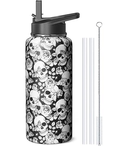 ATTX Punk Skulls Water Bottle – 22oz Stainless Steel Insulated Bottle With Straw, BPA Free - View #5