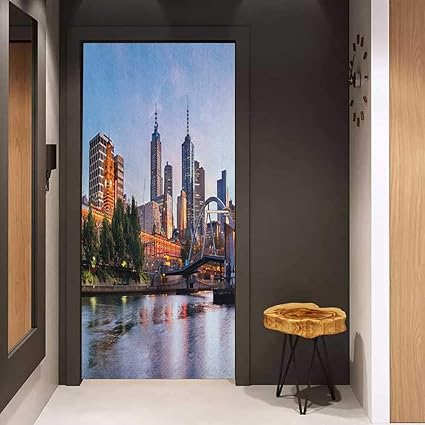 Amazon Com Pantry Sticker For Door City Early Morning Scenery In