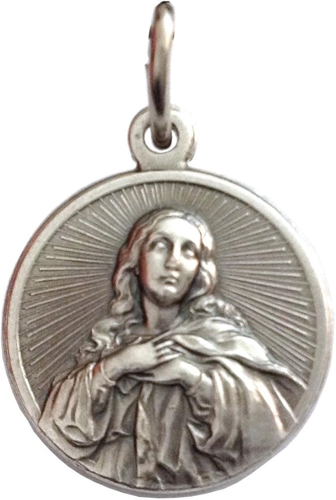 Médaille Saint Ange Gardien - Laiton Argenté 18 Mm | Médaillon Religieux Italien