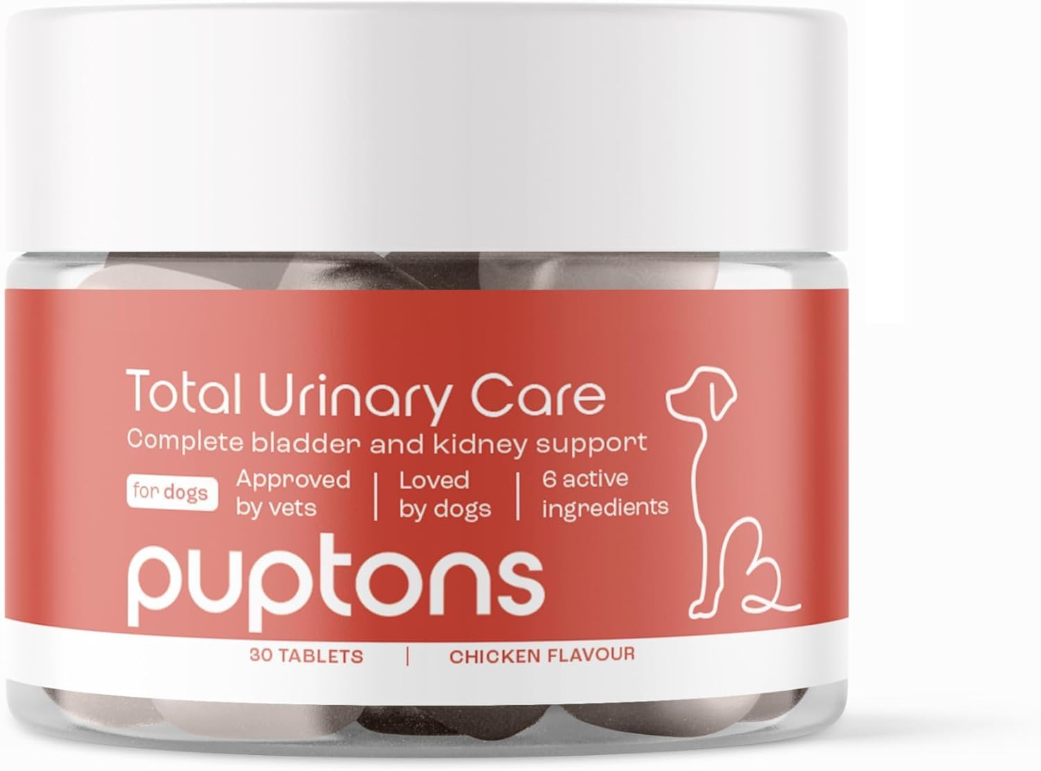 Puptons Total Urinary Care | Dog UTI, Incontinence & Cystitis Relief Tablets | Natural Ingredients | Advanced Bladder & Kidney Support for Dogs (30 Tablets) | Puptons