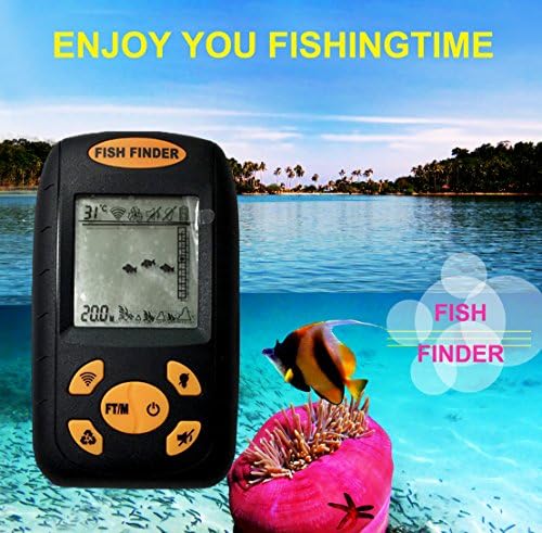 WERSHOW Sonar Fish Finder Portable Fish Finder with Round Sonar Sensor Alarm Transducer Fish Finder