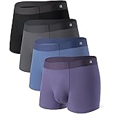 DAVID ARCHY Men's Underwear Trunks Modal Support Pouch Ultra Soft Breathable Seamless Underwear for Men 4 Pack