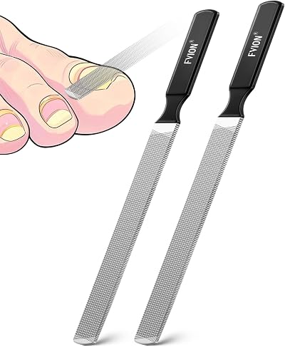 FVION 2 Pcs Stainless Steel Double-Sided Nail File Thick Nails Professional