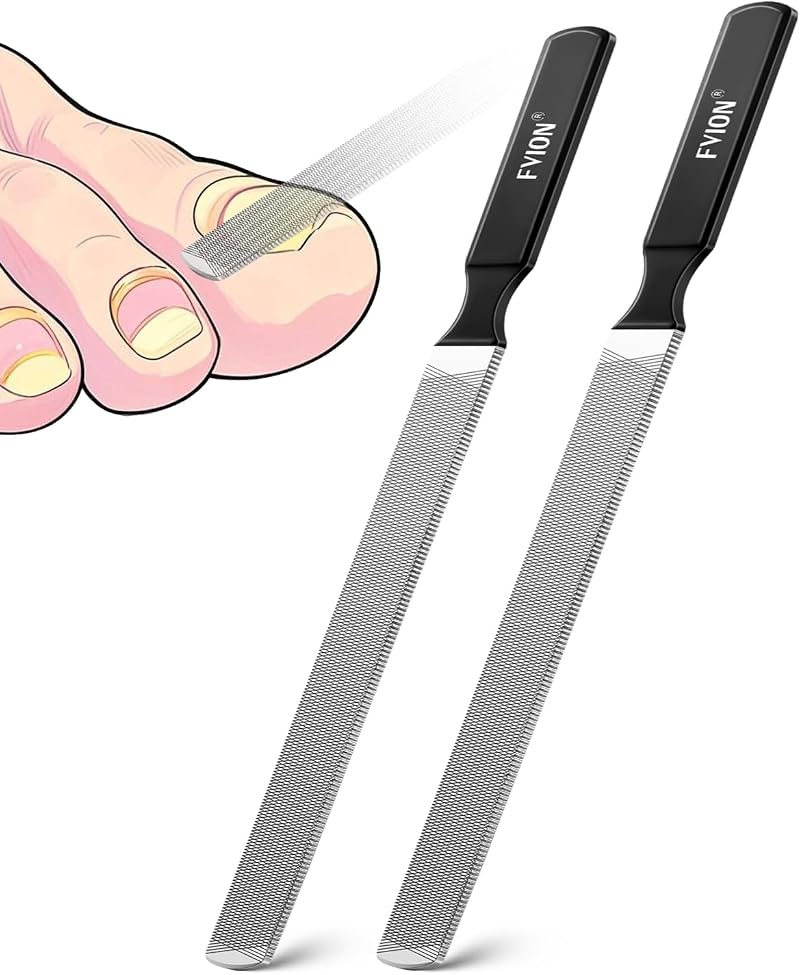 FVION 2 Pcs Stainless Steel Double-Sided Nail File Thick Nails Professional