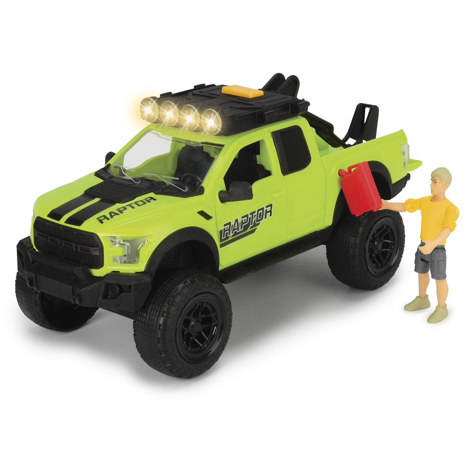 Playlife - 19 Piece Bike Trail Set - Freewheeling Ford Raptor Pick Up Truck with Attached Bike Rack - 1:24 Scale