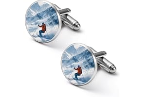 Skier Ski Snowy Mountains Classic Cuff Links Mens Cufflinks Shirt Accessories Business Wedding