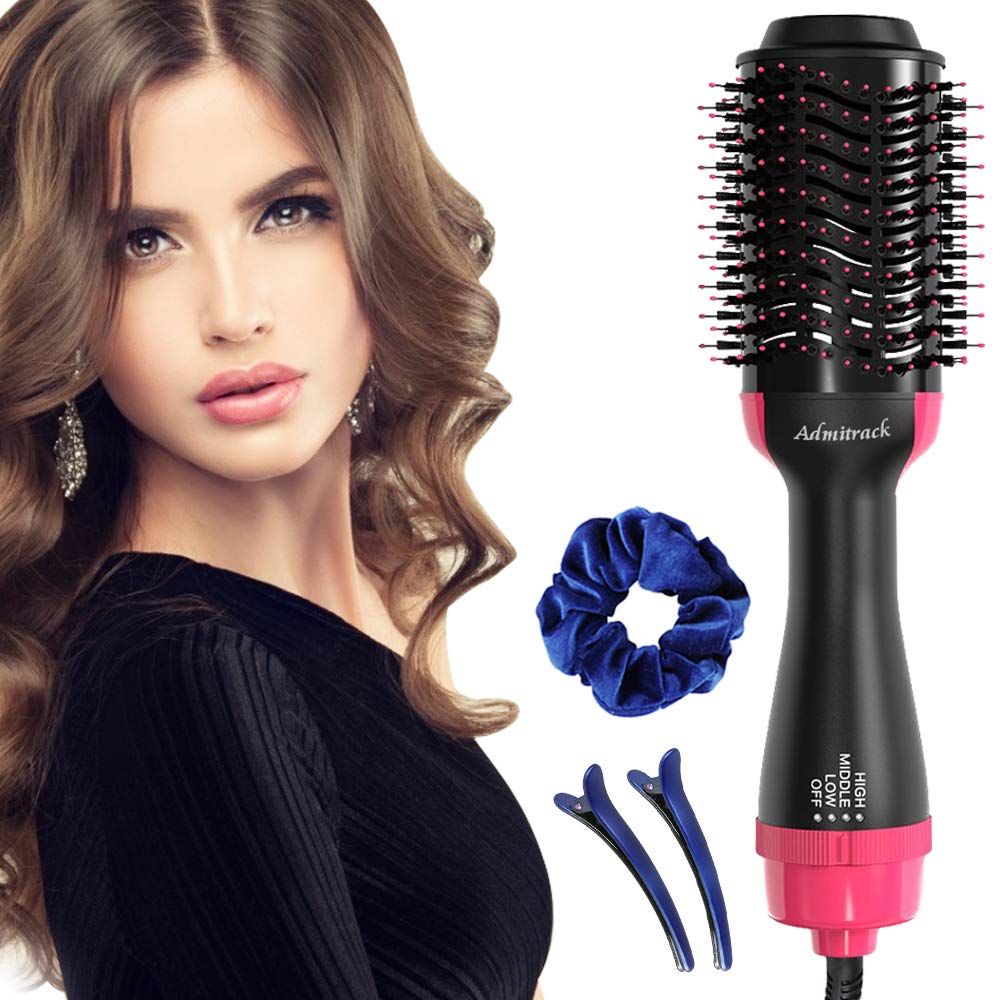Hair Dryer & Volumizer, Admitrack Hot Air Brush 3-IN-1 Negative Ions Hair Dryer Brush, Electric Blow Dryer Curler and Straightener for All Hair Types : Beauty