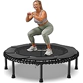 BCAN 450LBS/550LBS Foldable Mini Trampoline, 40"/48" Adult Fitness Trampoline with Durable Bungees, Stable & Quiet Exercise Rebounder,Great Mini Trampoline for Indoor/Garden Workout