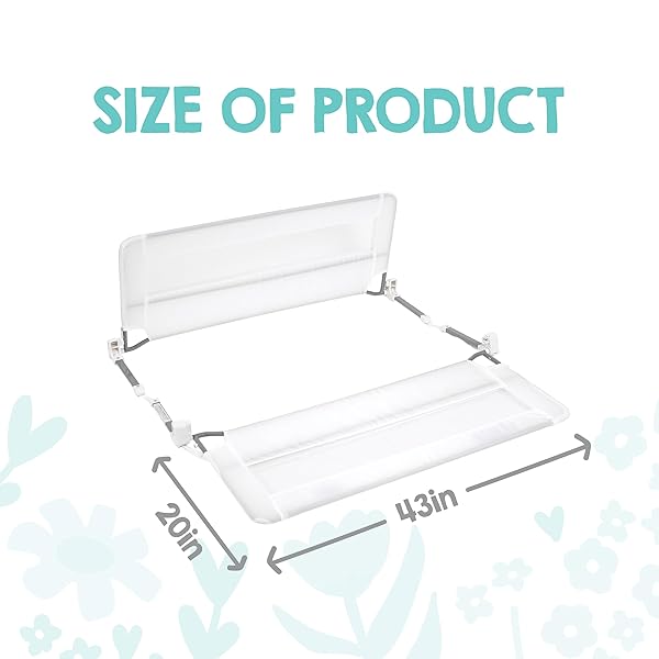 REGALO SAFETY DOUBLE-SIDED SWING DOWN BED RAIL GUARD (2-PACK), TODDLER BED RAIL FOR TWIN TO QUEEN BEDS, EXTRA LONG 43”, REINFORCED ANCHOR SYSTEM, EASY INSTALL, WHITE