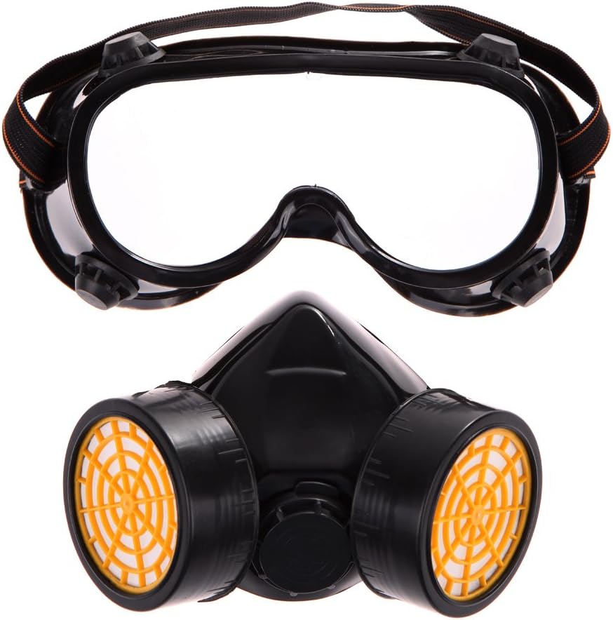 Yourig Rrimin Soft Silica Gel Dual Gas Filter Anti Dust Paint Respirator Mask Halloween Toy Goggles Set