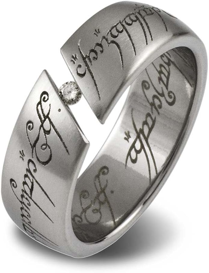 Herr der Ringe Edelstahlring mit Zirkonia weiß 62 Amazon.de Schmuck
