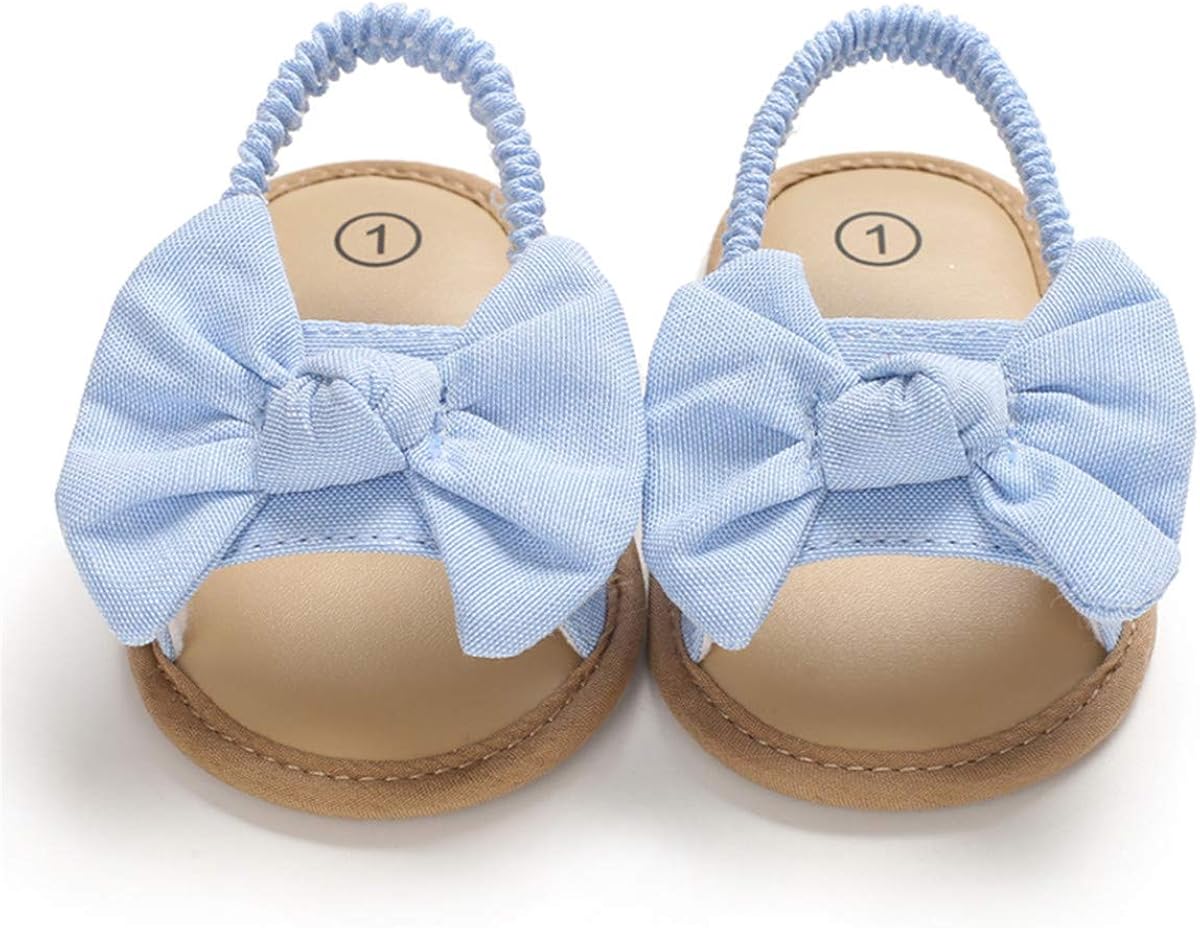  | ENERCAKE Infant Baby Girls Summer Sandals Soft Sole Bowknots Flats Toddler First Walkers Crib Shoes | Sandals