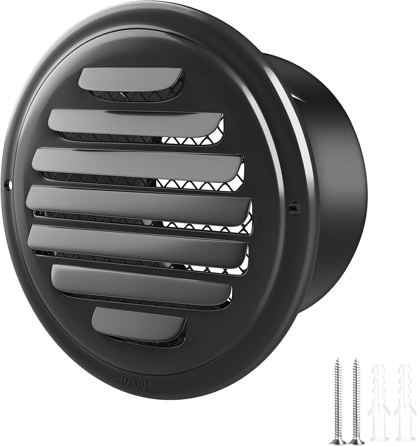 Registers, Grilles & Vents - 304 Stainless Steel Air Vents Cover, piiyoosnn Louvered Grille Cover Vent Flat Ducting Air Vent Wall Inlet with Built-in a Fly Screen Mesh for HVAC Ventilation (70mm 3-INCH)
