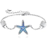 MONGAS Starfish Anklet Sterling Silver Starfish Shell Anklet Ocean Beach Jewelry Christmas Gifts for Women