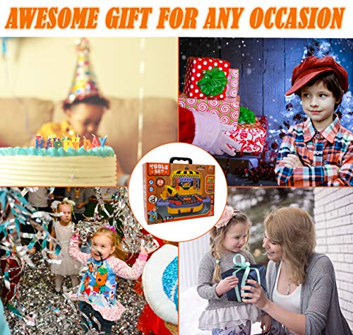 Smart Novelty Toy Tool Set for Kids and Toddlers Pretend Play Toy Tools for Boys and Girls - Awesome 25 Piece Kids Tool Box Great Or Birthday Gift in Unique School Bus Shaped Case