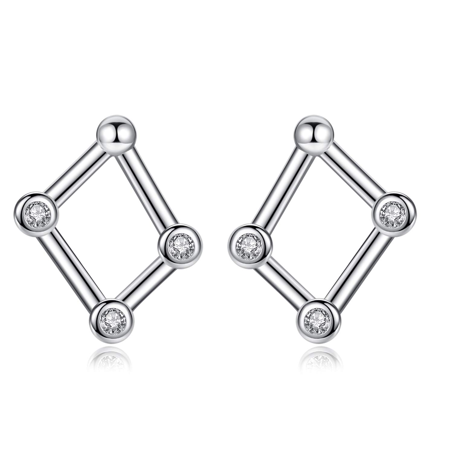 VIKI LYNN Women Girls 925 Sterling Silver CZ Libra Zodiac Constellation Earrings
