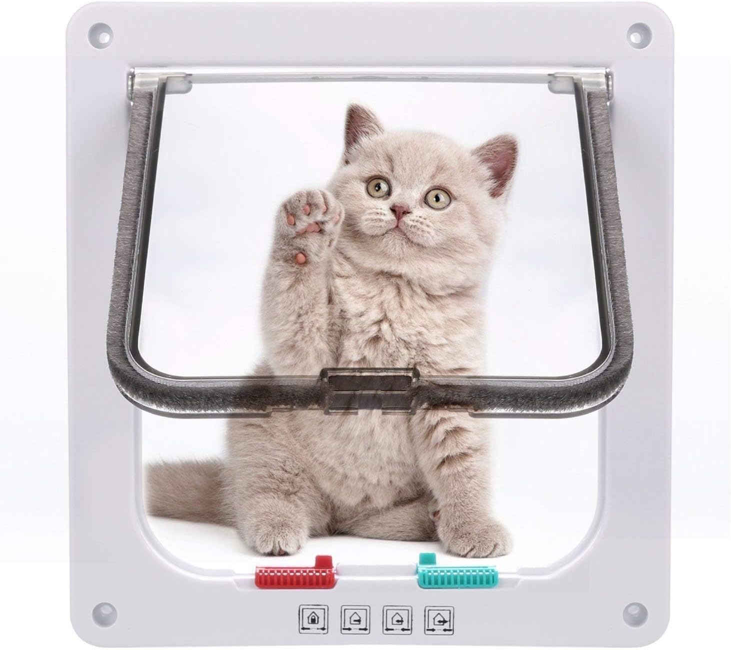 Sailnovo Cat Flap Dog Flap 4 Way Magnetic Clasp for Cats, Large Dogs 23.5 x 25 x 5.4cm Dog Door Cat Door Pet Flap, Install Easily with Telescopic Frame.