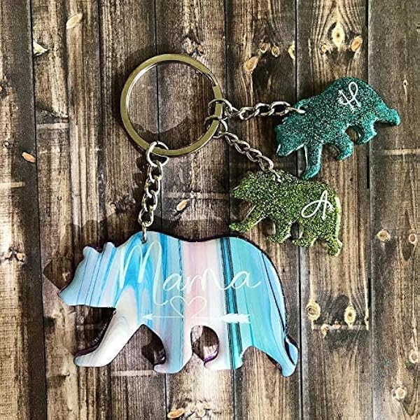Download Mama Bear Keychain Acrylic Keychain Personalized Gift Gift For Mom Vinyl Glitter Keychain Cute Keychain Handmade Amazon Com