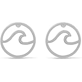 Boma Jewelry Sterling Silver Wave Water Element Circle Stud Earrings