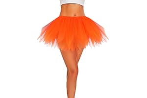 ROC PARTY Tulle Tutu Skirt Shredded for Women Teens Short Layered Ballet Petticoat Elastic Waist Halloween Costume 80s Party Cosplay