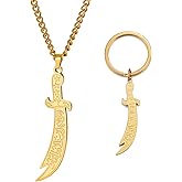 VASSAGO Sword Necklace for Men Women Zulfiqar Sword Necklace Imam Ali Zulfiqar Pendant Arabic Rune Islamic Muslim Jewelry Talisman Amulet Religious Gift