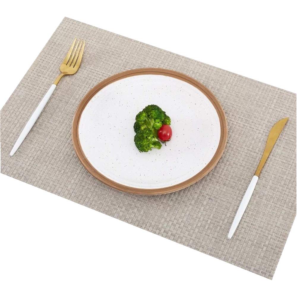 Addfun®Table Mats(Set of 6),Premium Washable High Quaity Non-Slip Insulation PVC Place Mats for Dinner Table,Beige