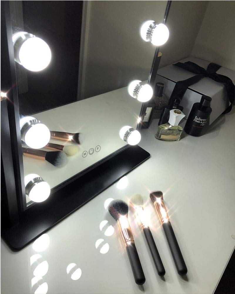 Hollywood Lighted Vanity Makeup Mirror,Light-up Professional Mirror with storage,Multiple Color Modes, Large Cosmetic Mirror with 12 Dimmable Bulbs for Dressing Table