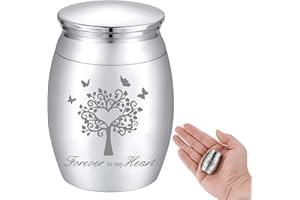 CREATCABIN Small Keepsake Urn Mini Cremation Urns Tree of Life Butterfly Ashes Holder Miniature Burial Funeral Container Jar 