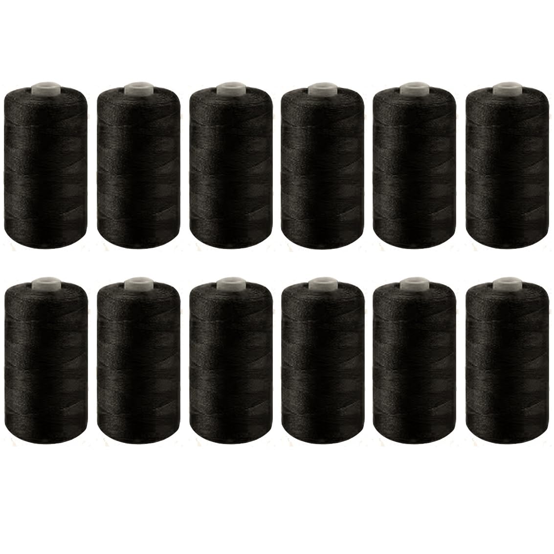 12 SPOOLS of 600 Yards Polyester Sewing Thread for Sewing Machine All Purpose Premium Quality Thread (Black) — image 1