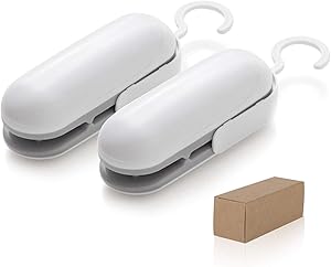 2 Pack Heat Sealer, Upgraded Version of Chip Bag Sealer, Portable 2 in 1 Mini Heat Sealer for Plastic Bags Storage, Handheld Food Sealer, Cutting Type Bag Sealer Heat Seal, which can seal snack or food bags anytime, anywhere (Gray)