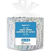 Amazon Basics Ultra Paper Plates, 10 Inch, Disposable, Cut Resistant, Soak-Proof, Microwave-Safe, Sturdy, 100 Count