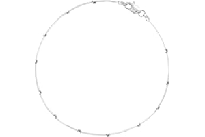 Ritastephens Sterling Silver Italian Bead Snake Link Ankle Bracelet Chain Anklet, 10" (3 Styles)
